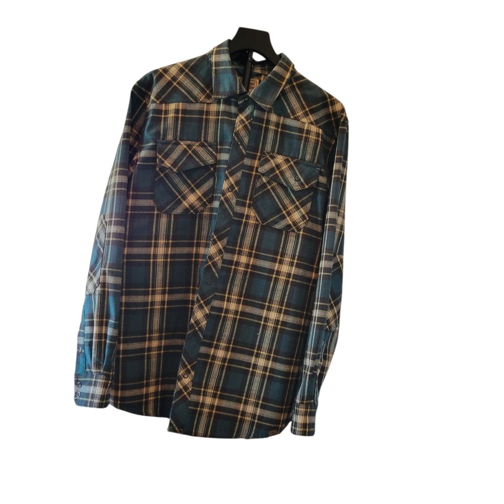 LL Bean Katahdin Performance Shirt Mens Large Plaid Snap Front Wool‎ Blend